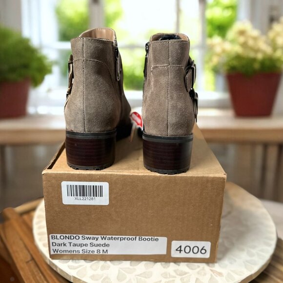 Blondo Sway Waterproof Bootie Women’s 8M Suede Ankle Boots Taupe Fall Chic Trend - Picture 11 of 13